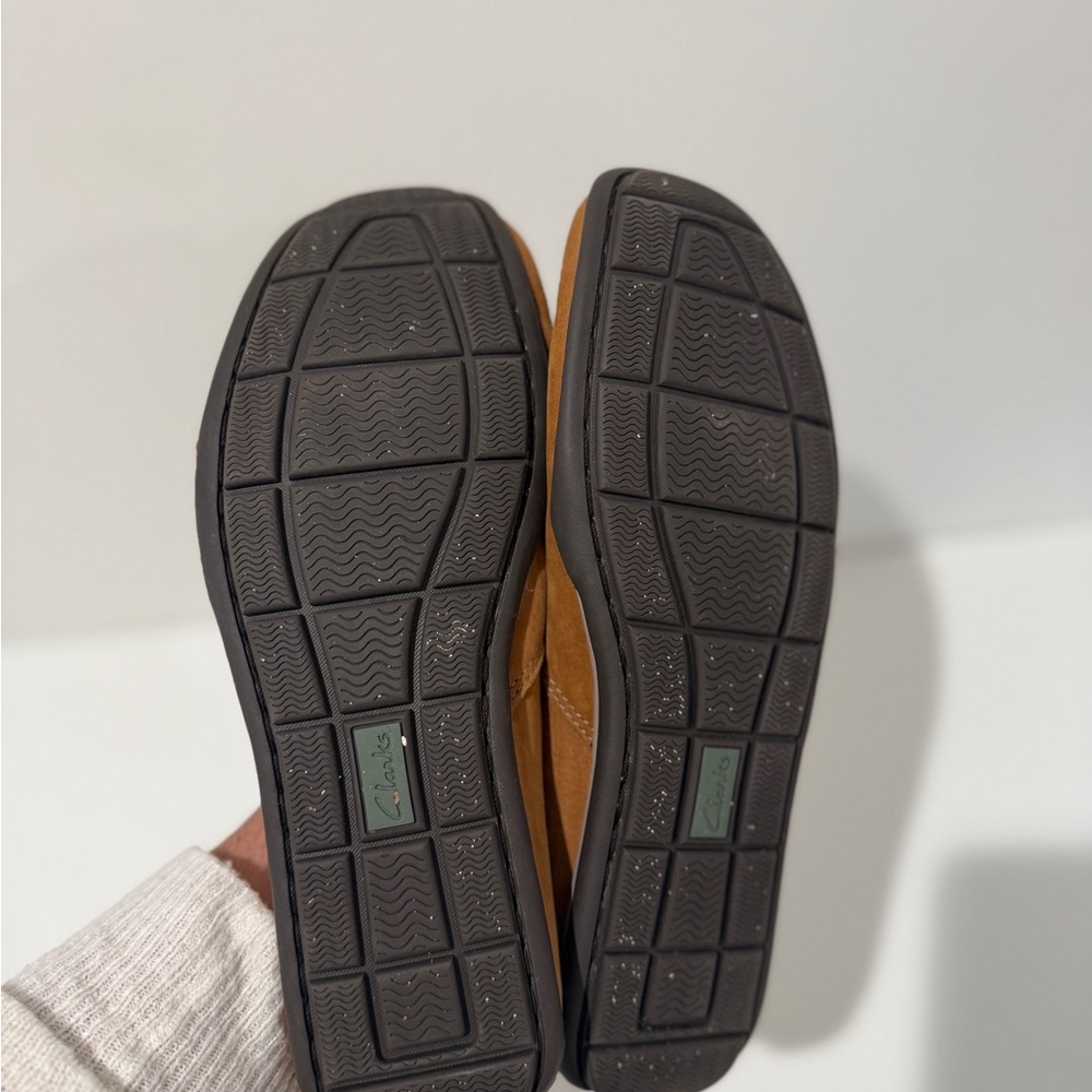 Clarks Tan Suede Slip-On Loafers - Picture 6 of 6
